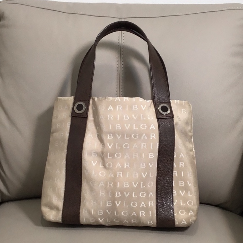 EUC.  BVLGARI Medium Tote Bag in Cream - Picture 2 of 14